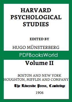 Harvard Psychological Studies, Volume 2